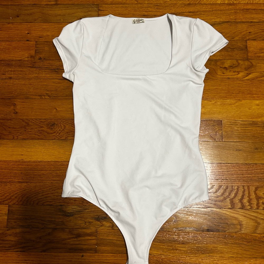 Square Neck Chic White Women's Bodysuit